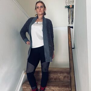 xs tahari knit open front cardigan